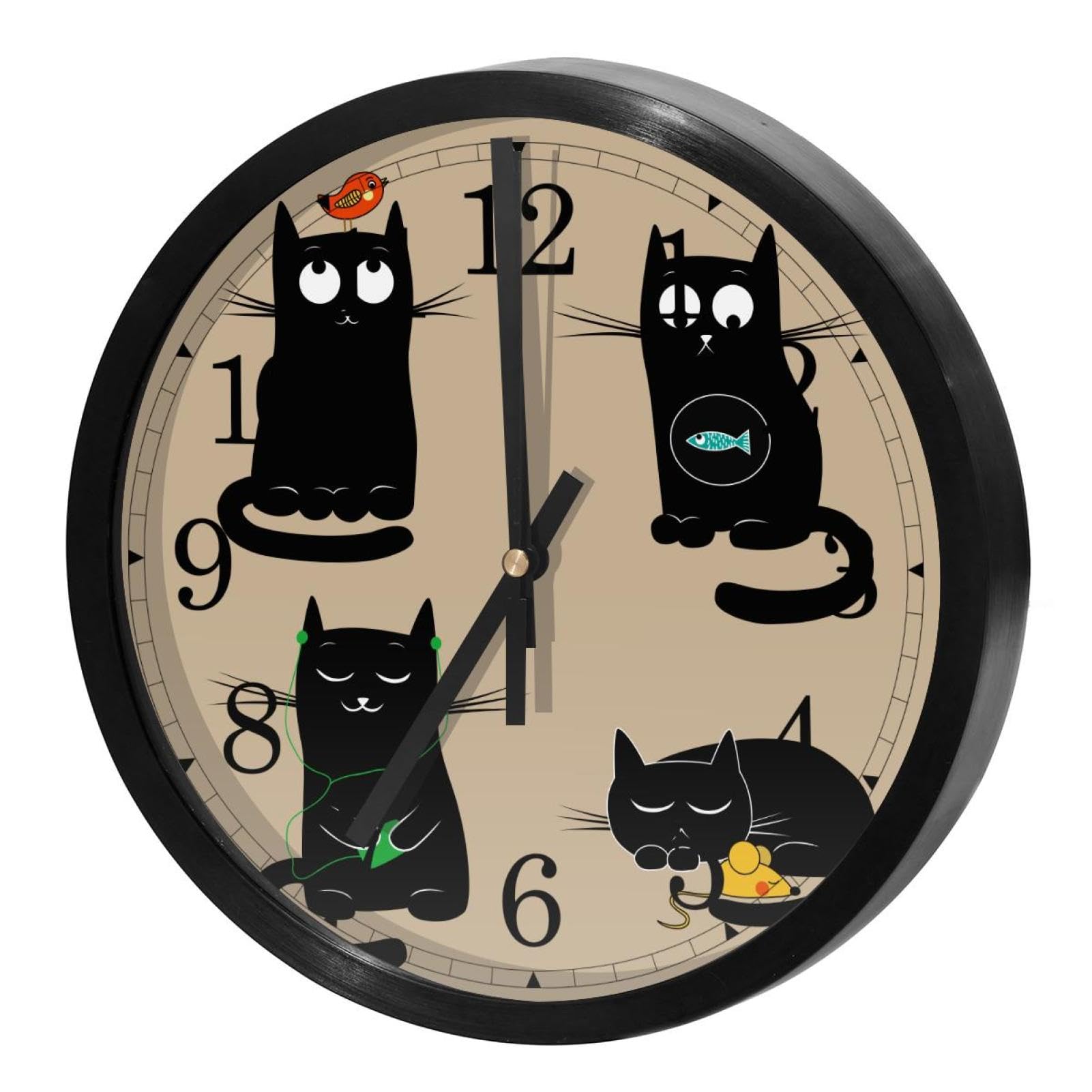 Horloge murale mignonne et drôle de chats noirs le cadeau idéal pour décorer la maison
