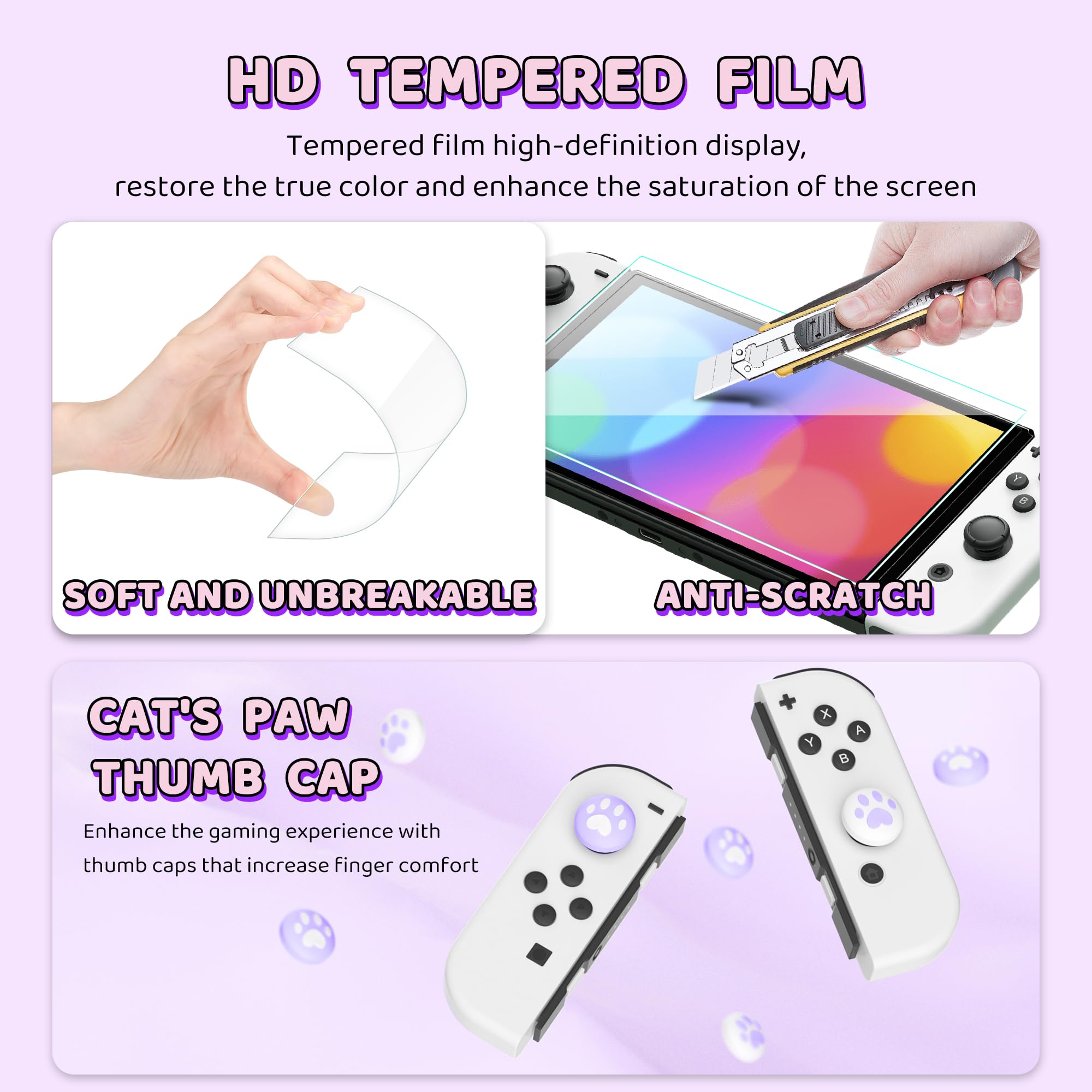 Amazon.com: HYPERCASE Cute Switch OLED Carrying Bag Purple Bunny