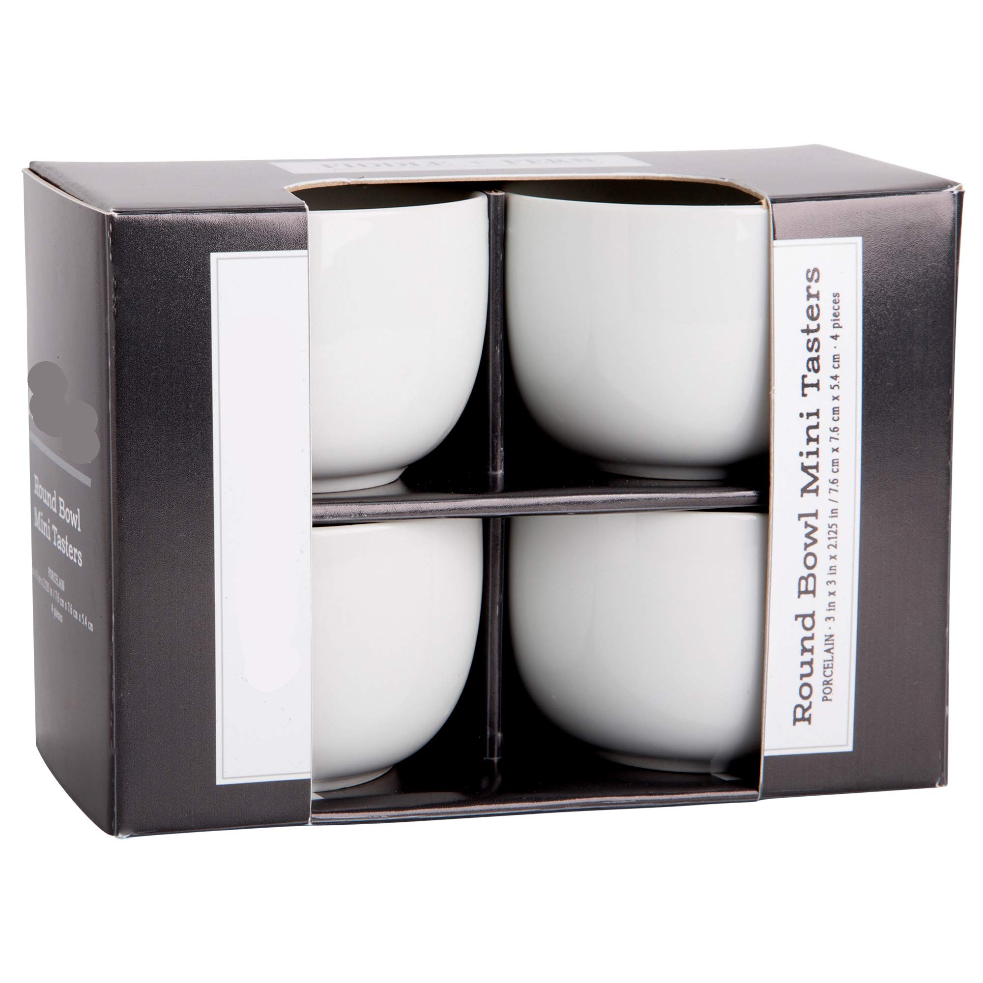 Farmhouse Decor Porzellan-Dip-Schalen – Set mit 4 eleganten weißen Sojasause-Schalen (100 ml) rund