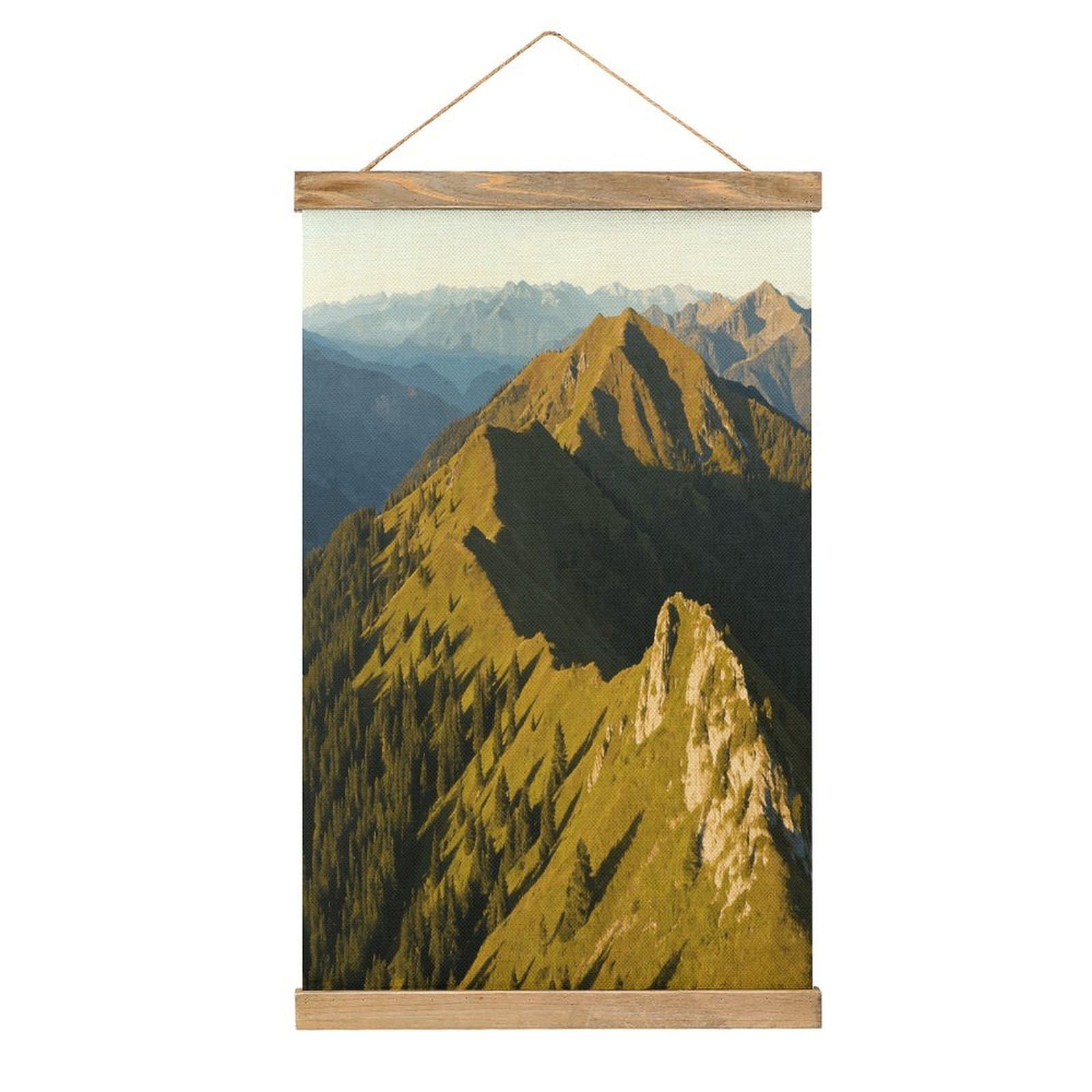 VstaDank Mountains Poster with Wooden Frame Hanger Art Painting Wall Decor Poster Wall Hanging Wooden Frame 13x20 Wood Poster Hanger for Photo Picture Art Canvas Print Artwork