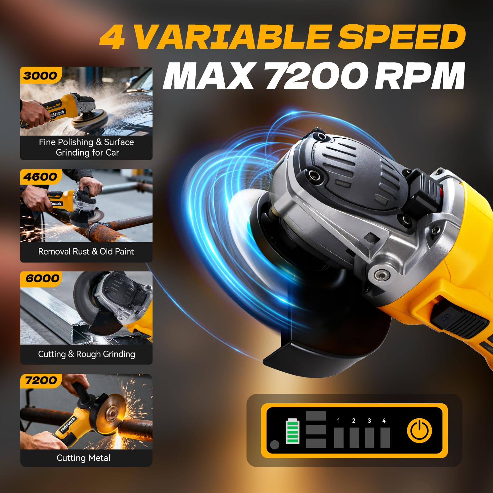 Bezszczotkowa szlifierka kątowa kompatybilna z akumulatorem Dewalt 20 V Max (bez baterii), zmienna prędkość, bezprzewodowe 10-1,3 cm narzędzie z pomocniczym uchwytem, torba do cięcia
