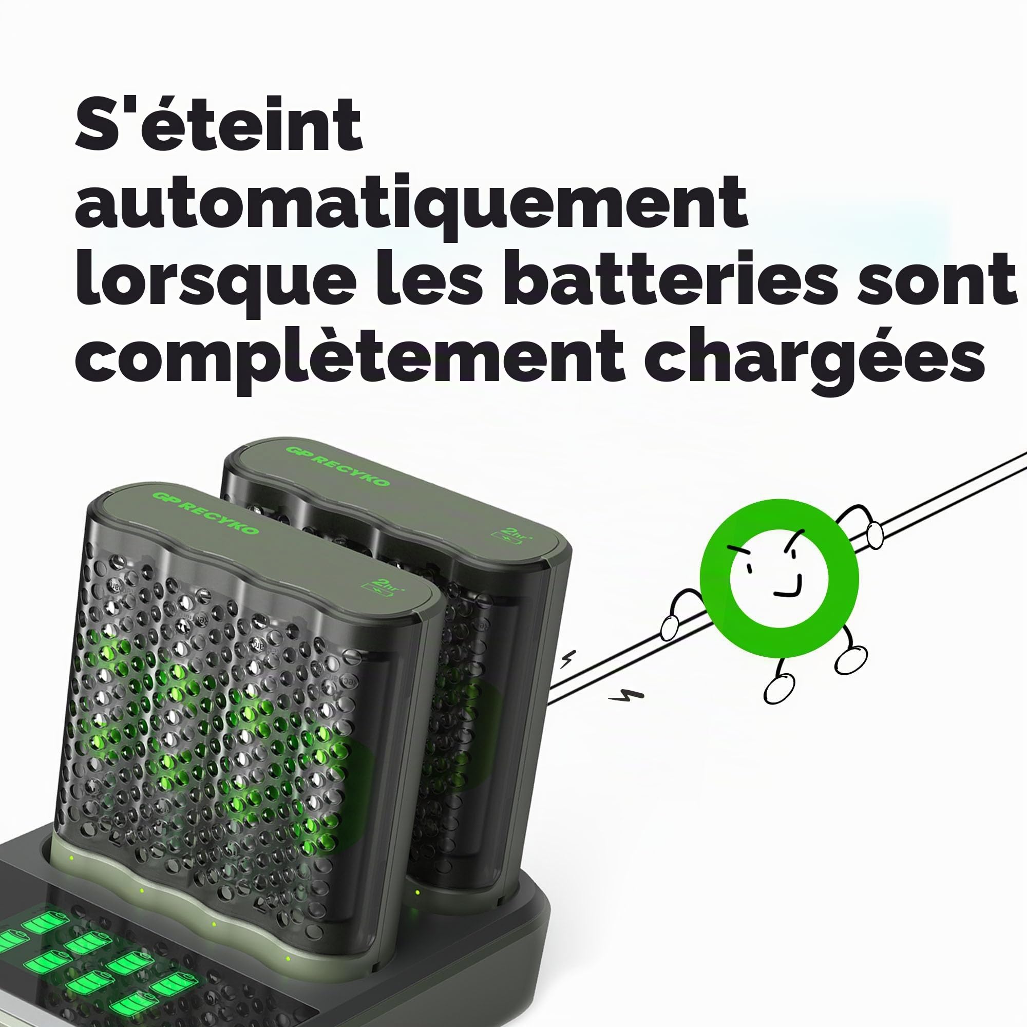 GP ReCyko GP M452 Station d'accueil USB avec 2 chargeurs de Batterie USB, 8 Piles ReCyko AA 2600 mAh, Chargeur de Batterie AAAAA, avec voyants LED et Station d'accueil