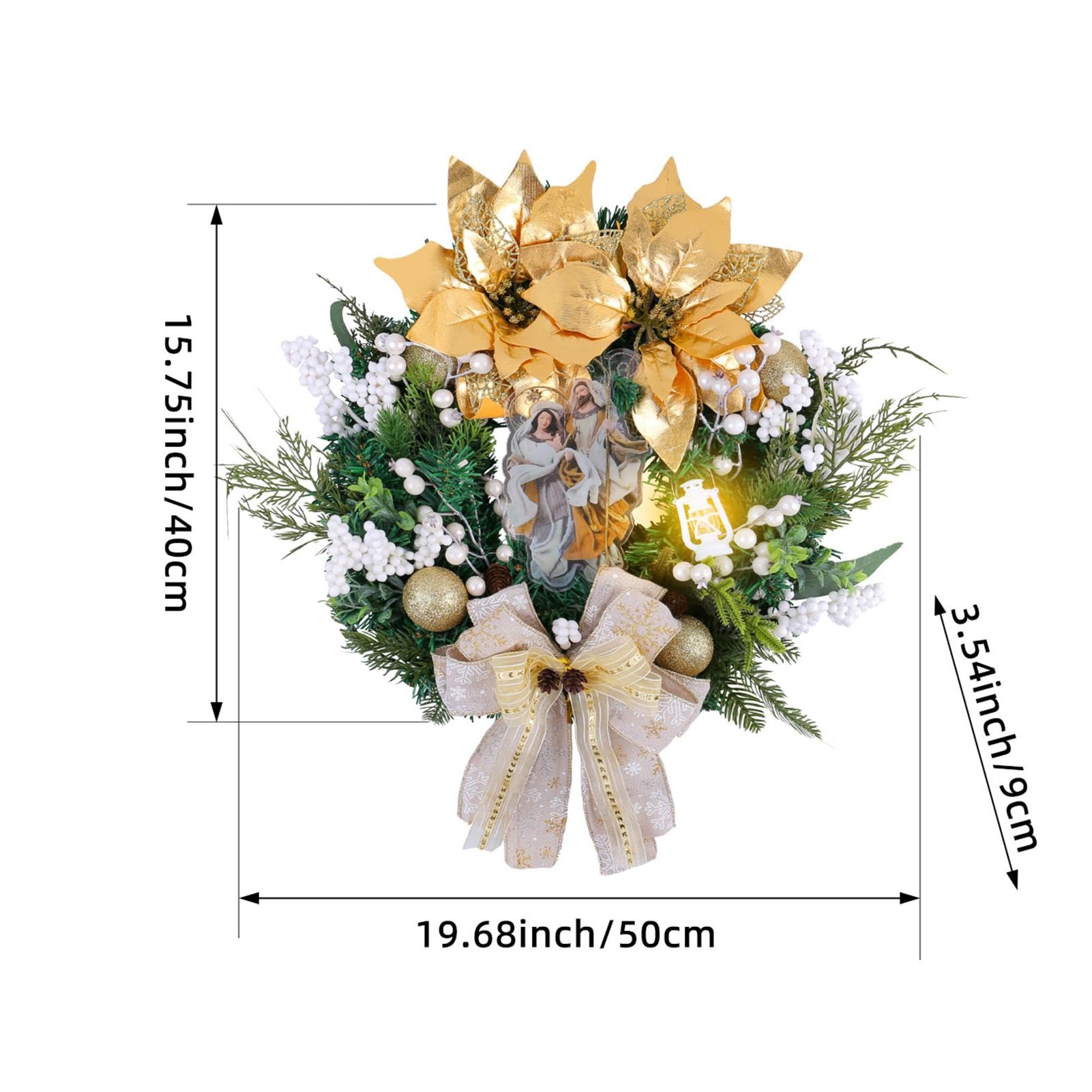 Décorations de couronne de Noël Sainte – Couronnes de Noël | couronnes de Noël, couronnes de Noël, décorations de crèche, accessoires de Noël élégants pour porte
