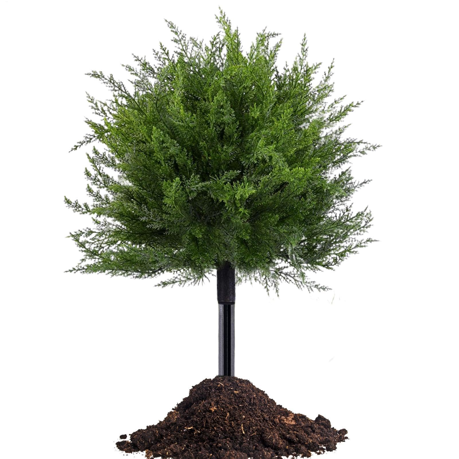 Set of 2 Artificial Cedar Topiary Ball Tree with Ground Spike, UV Resistant Fake Bushes Shrubs for Outside Garden Patio Home Yard Deck Indoor Porch