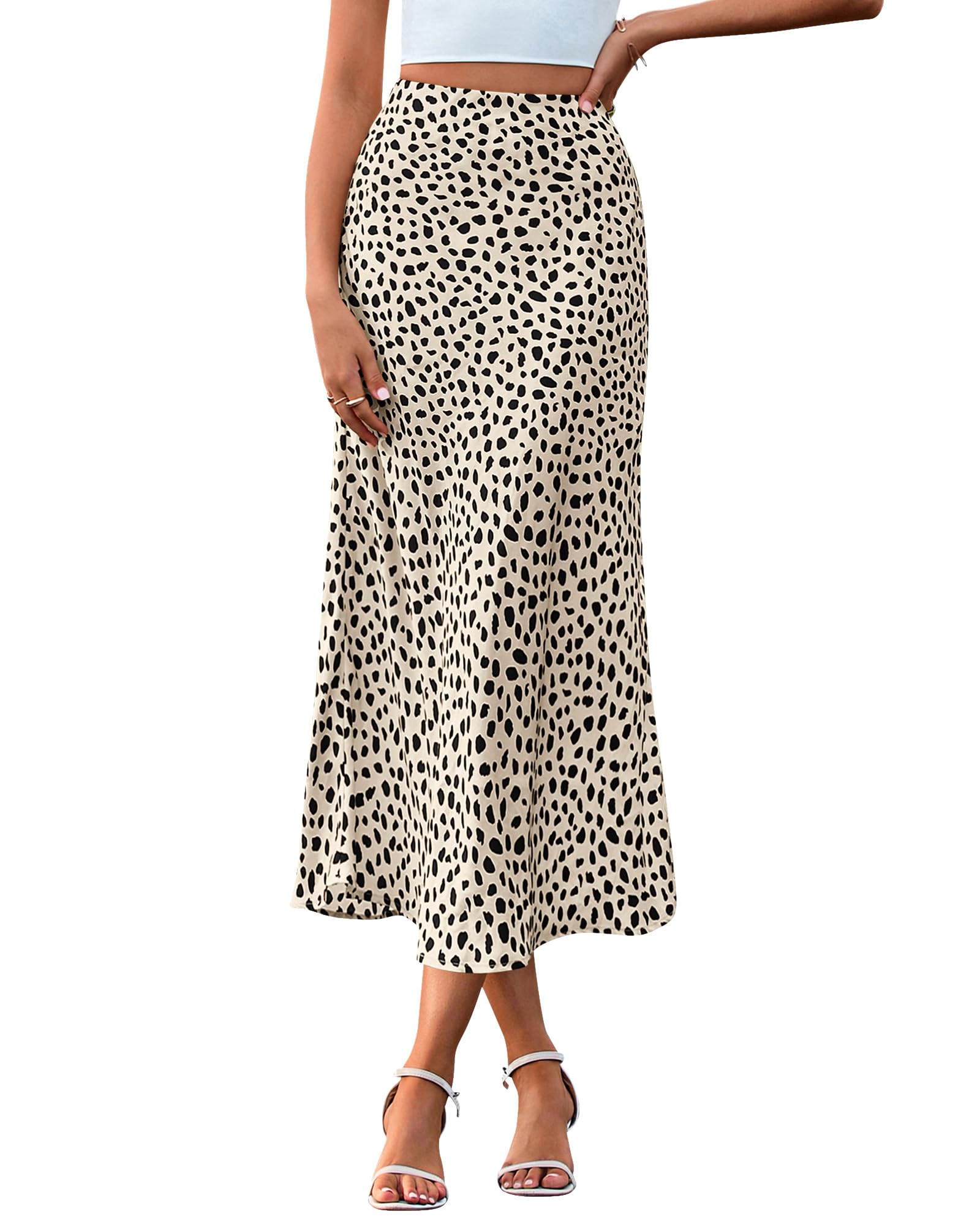 BTFBM Satin Skirts for Women Trendy Spring Summer 2026 High Waisted Leopard Print Cocktail Wedding Long Silk Midi