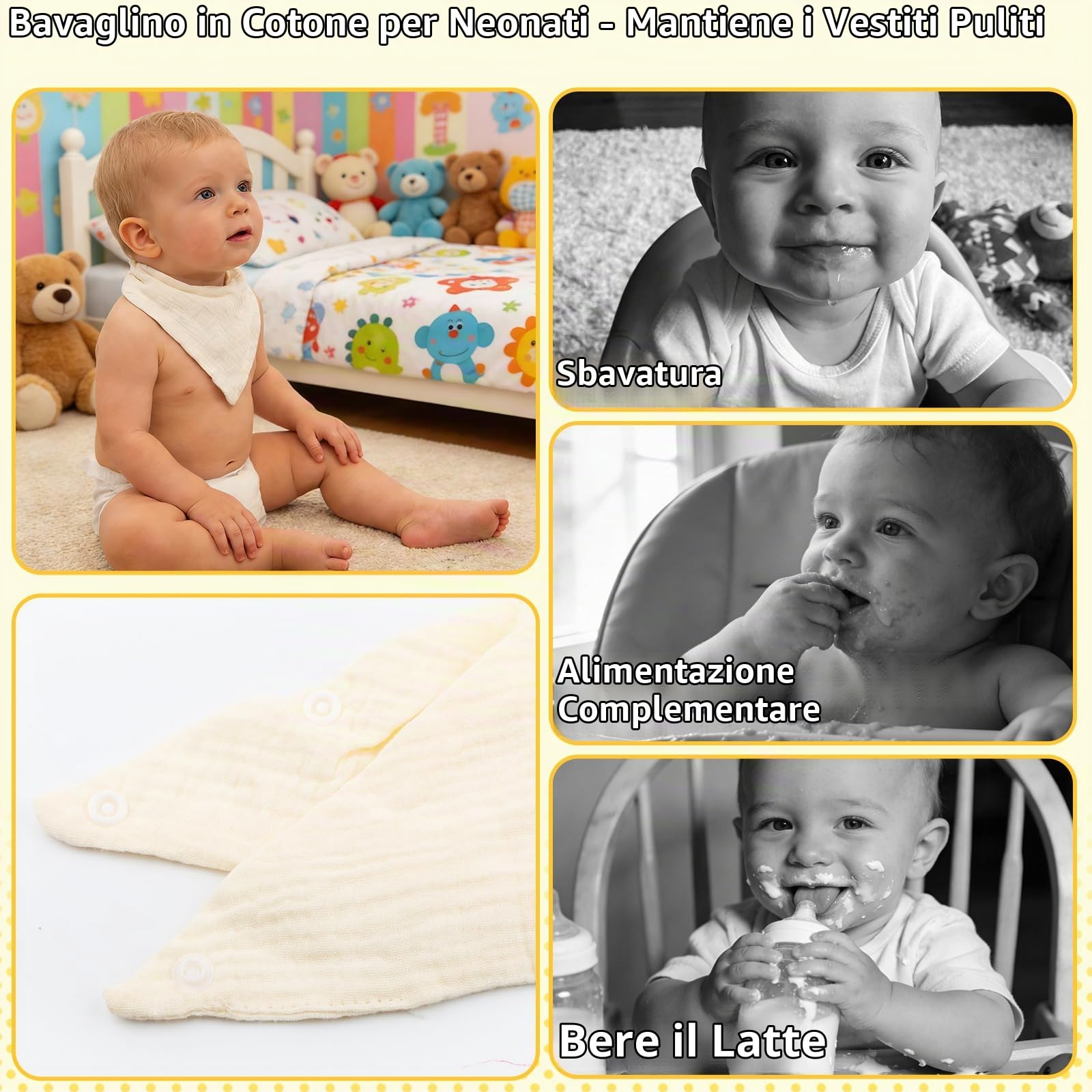 Set Regalo Neonato 6 in 1 Beige Unisex Articoli Essenziali Bambino Bambina