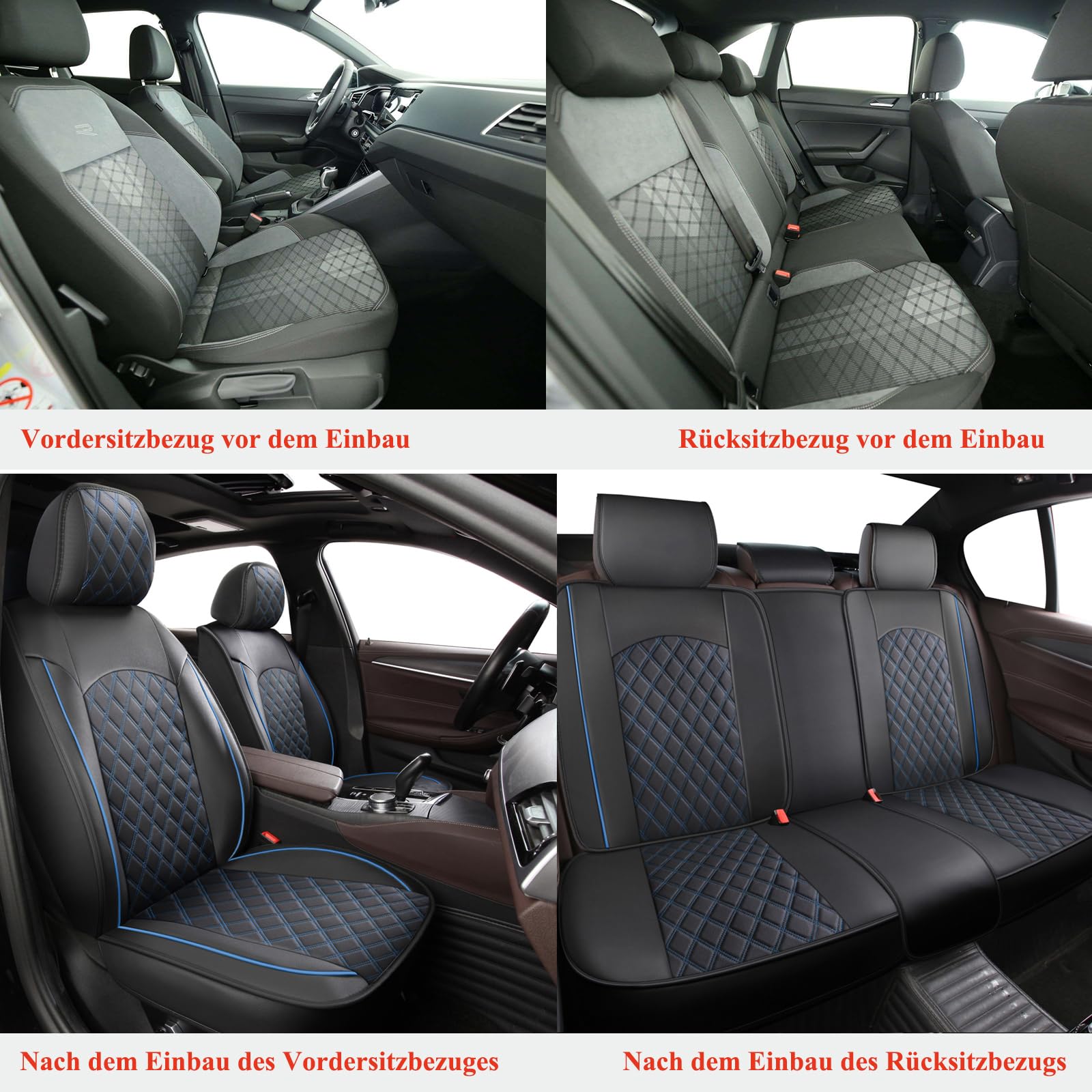 Juego completo de fundas de asiento de coche impermeables para VW TAIGO TIGUAN 2000-2024, ajuste universal (para TAIGO, azul)