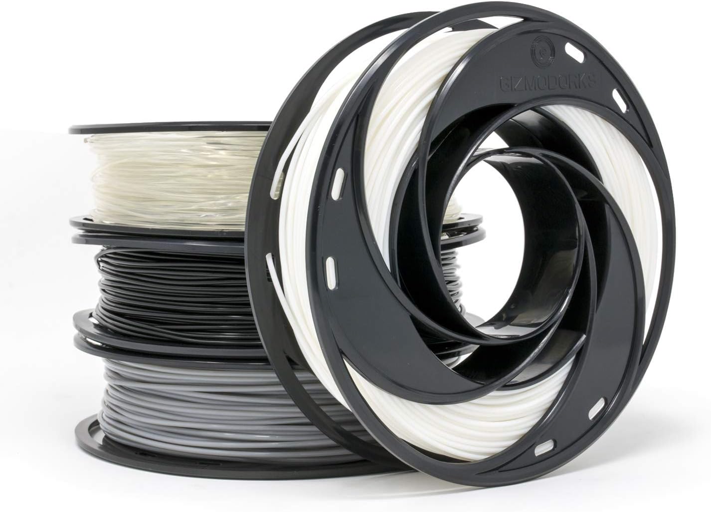 Gizmo Dorks PLA Filament for 3D Printers 2.85mm 200g, 4 Color Pack Multicolor (Black, Grey, Transparent, White)