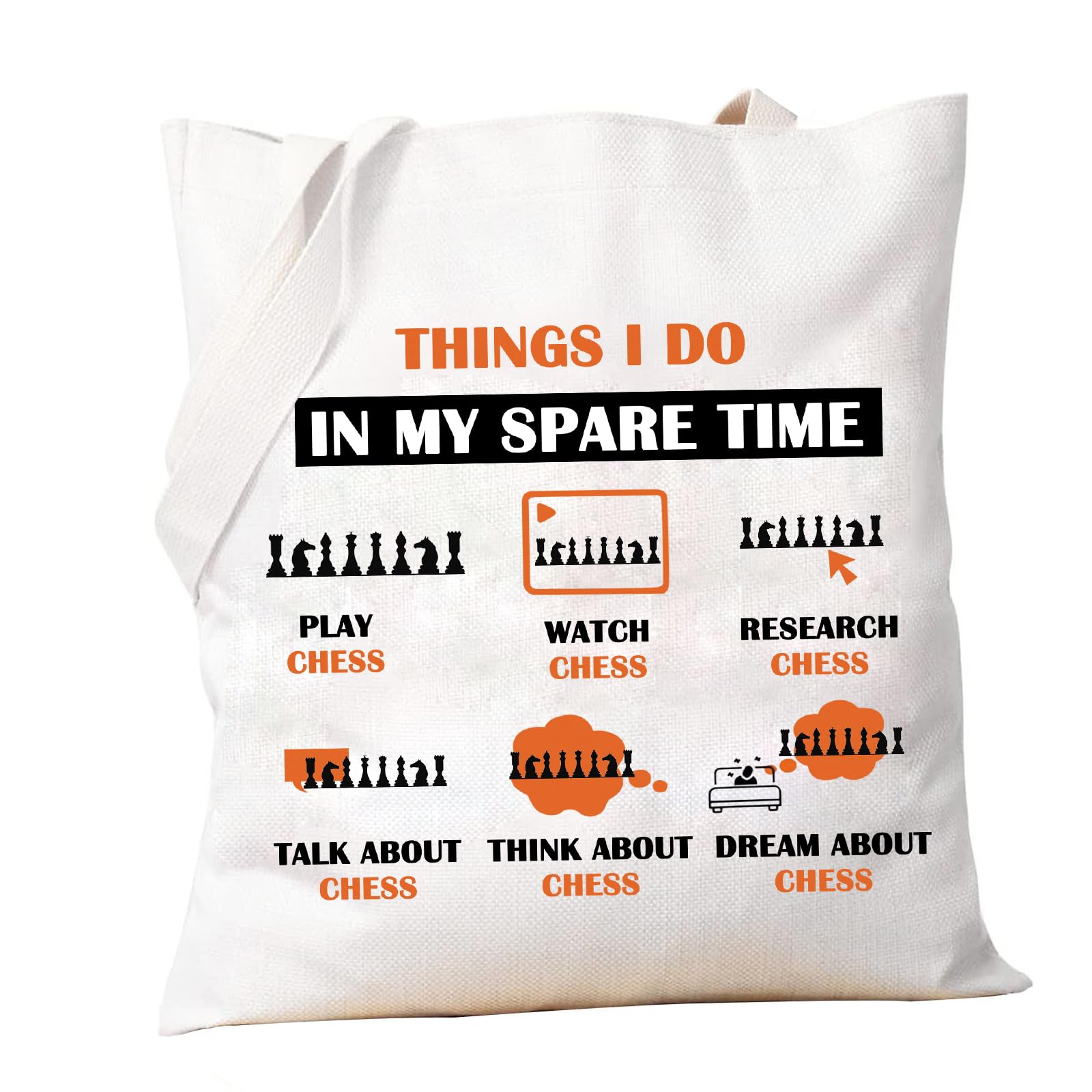 PXTIDY Chess Gift For Chess Lover Tote Bag Things I Do In My Spare Time Play Chess Shopping Bag Game Gifts for Chess Player