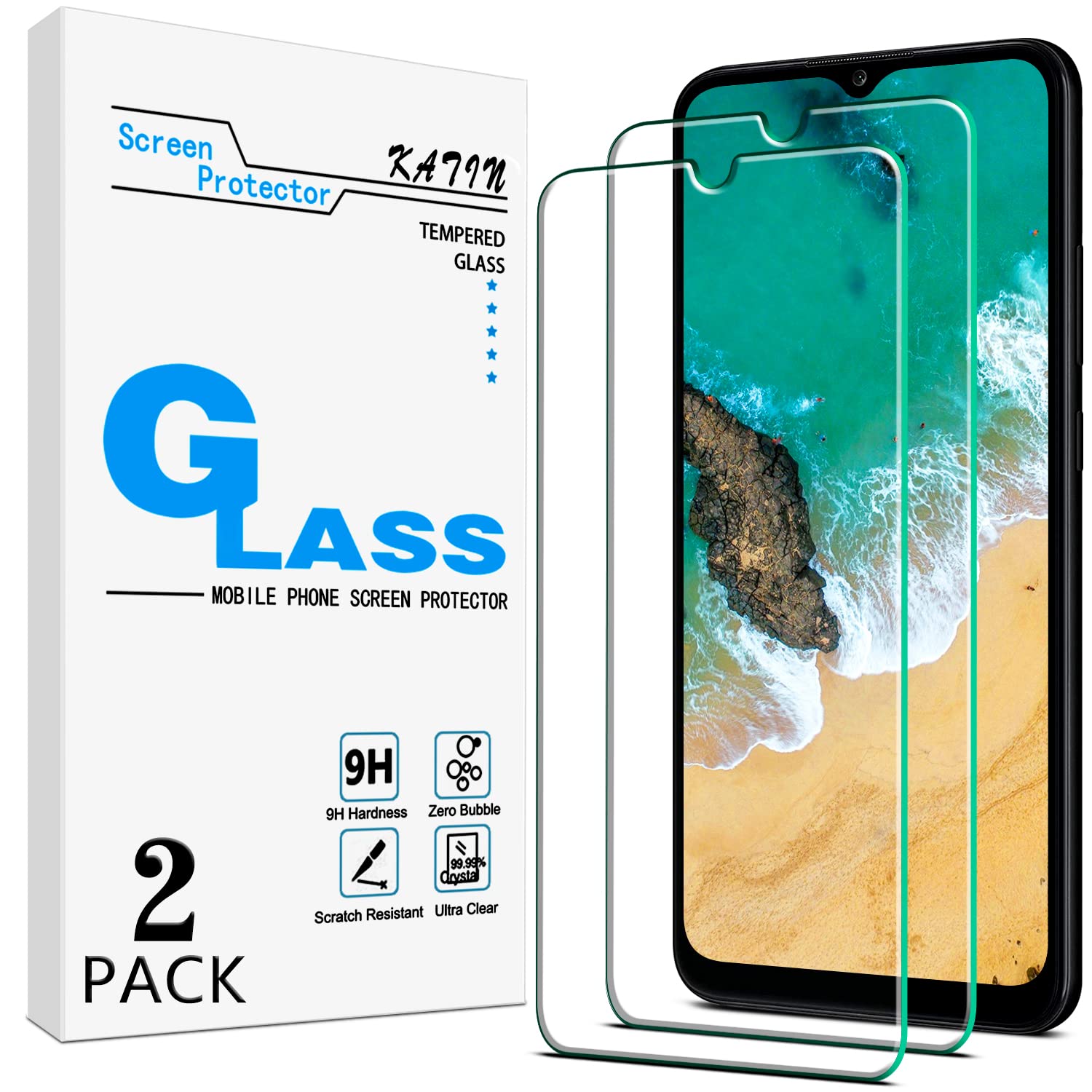 KATIN [2-Pack] Screen Protector For Samsung Galaxy A02S / Galaxy A02 Tempered Glass, Anti Scratch, Bubble Free, Touch Sensitive, Case Friendly