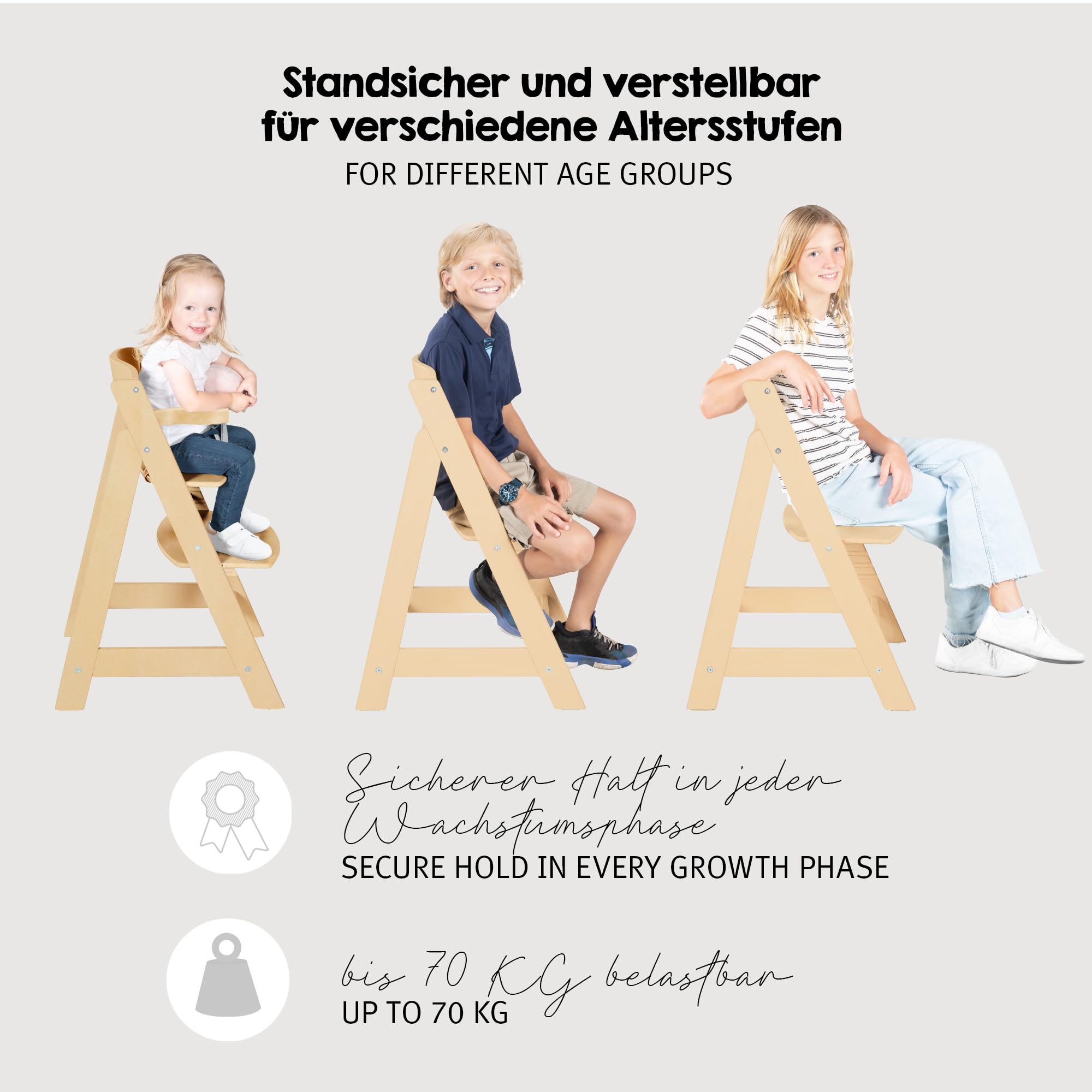 roba Seggiolone Pappa per Bambini Sit Up III - Evolutivo - con Poggiapiedi e Cinghie di Sicurezza Removibili - Altezza Regolabile - Legno Nero