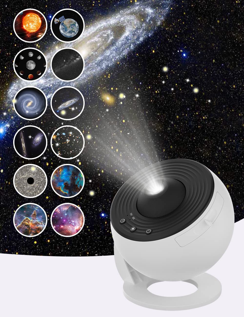 NIRVITTHAL Plastic Starry Projector Night Light, Led Projection Lamp with Remote Control, Adjustable Head Angle for Home Party Ceiling Decor (14 in 1 Projector)