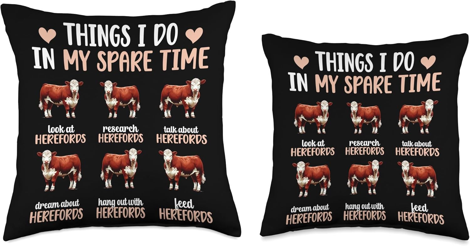 Things I Do Hereford Cow Lover Hereford Cows Throw Pillow
