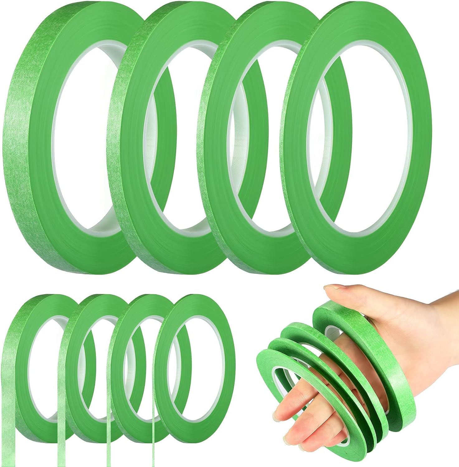 Epakh 4 Rolls Pinstripe Tape, Masking Tape in 1/16, 1/8, 1/4 and 1/2