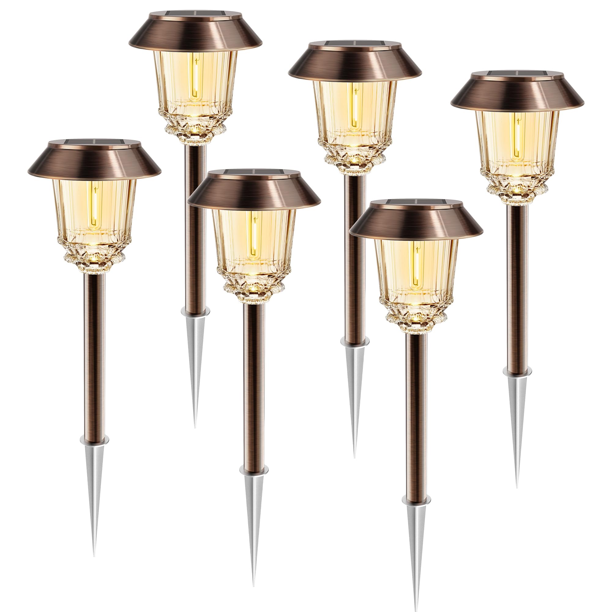 HMDecor Solar Lights Outdoor Waterproof, 10-40 LM Dimmable Glass and Metal