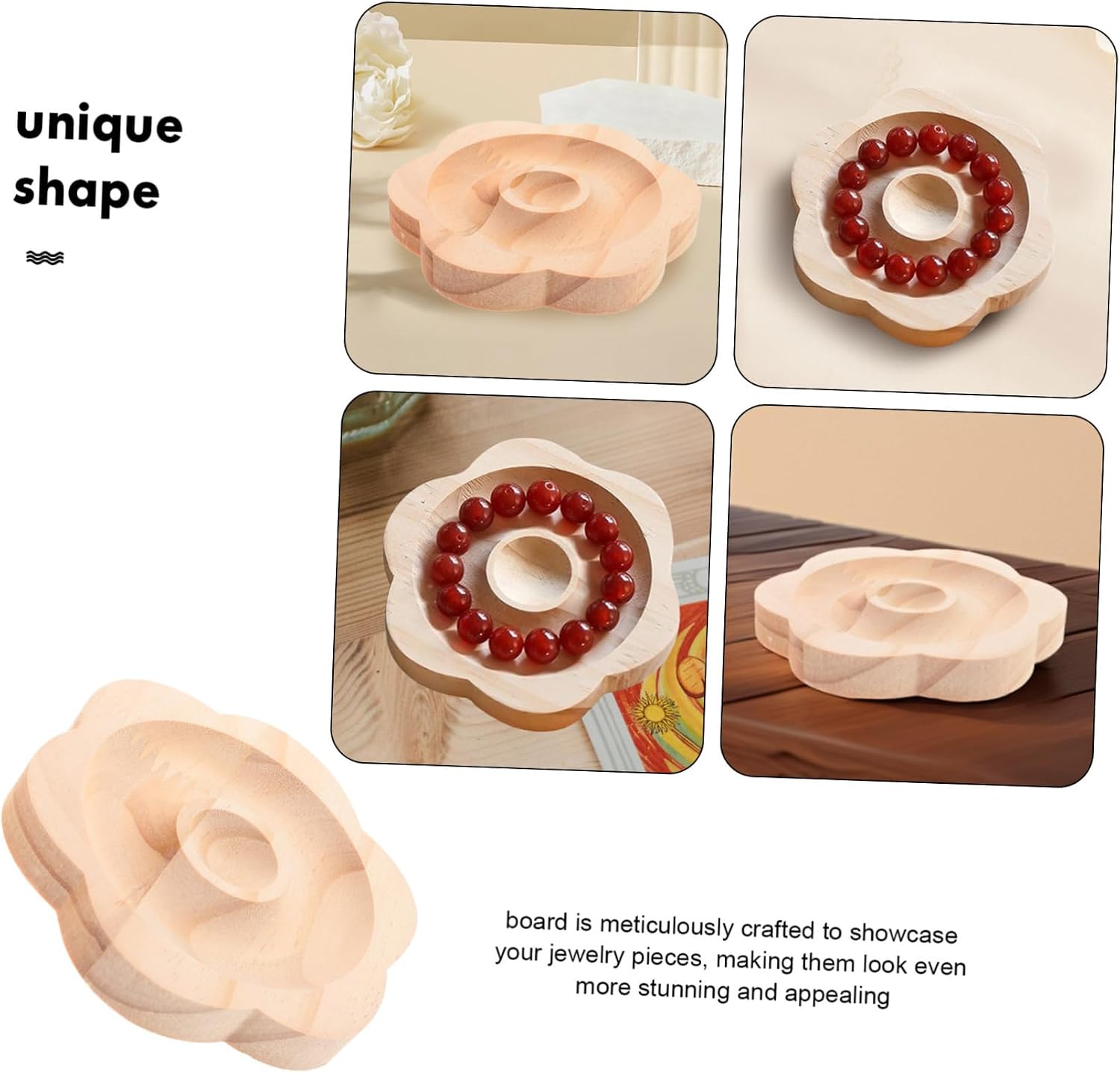 LIOOBO Bracelet Bead Holder Jewelry Display Plate Wood Bead Board Beading Tray for Bracelet Making Organizing Mat Jewelry Making Supplies