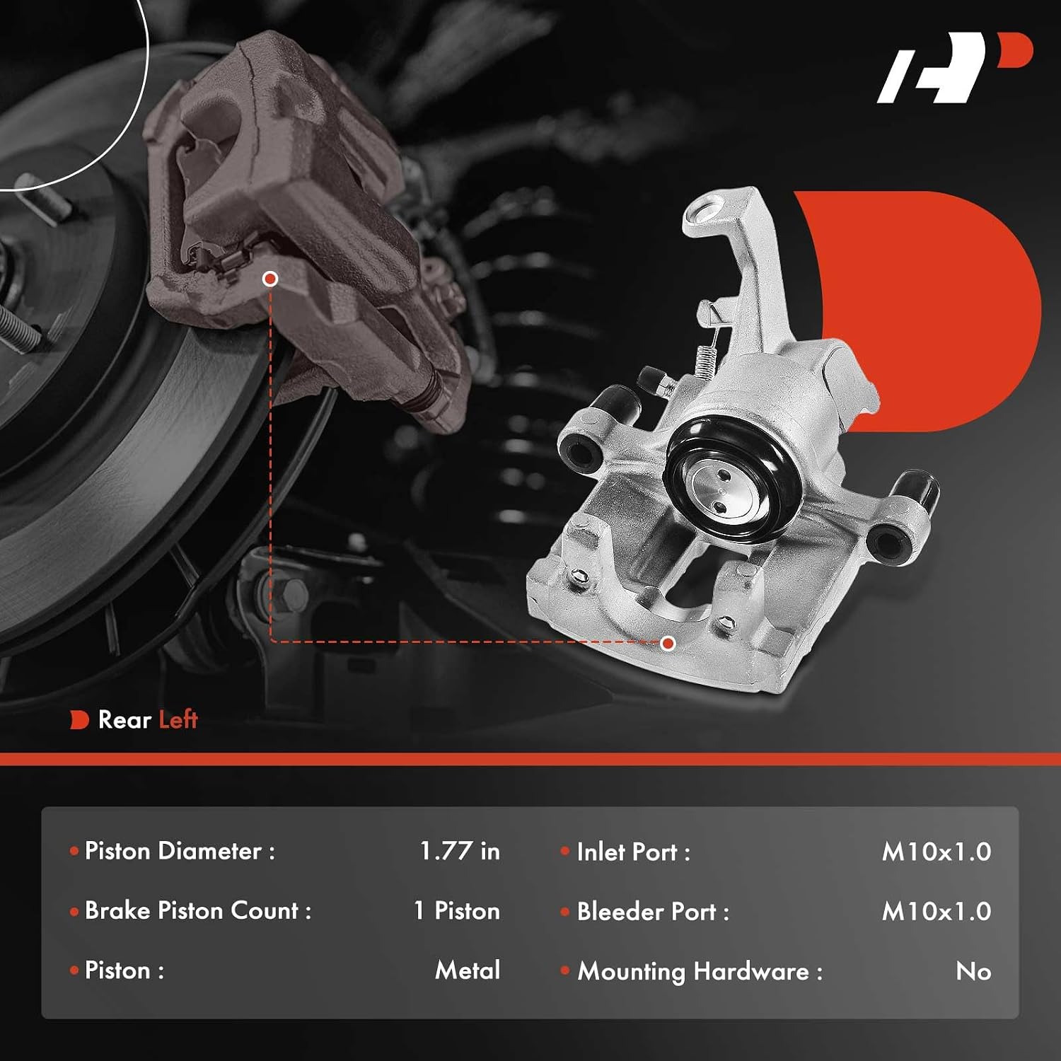 A-Premium Disc Brake Caliper Assembly Without Bracket Compatible with Select Jaguar Models - S-Type 2005-2008, Vanden Plas/XJ8 2005-2009, XF 2009-2013, XJ 2010-2014, XK, XKR - Rear Left Driver Side