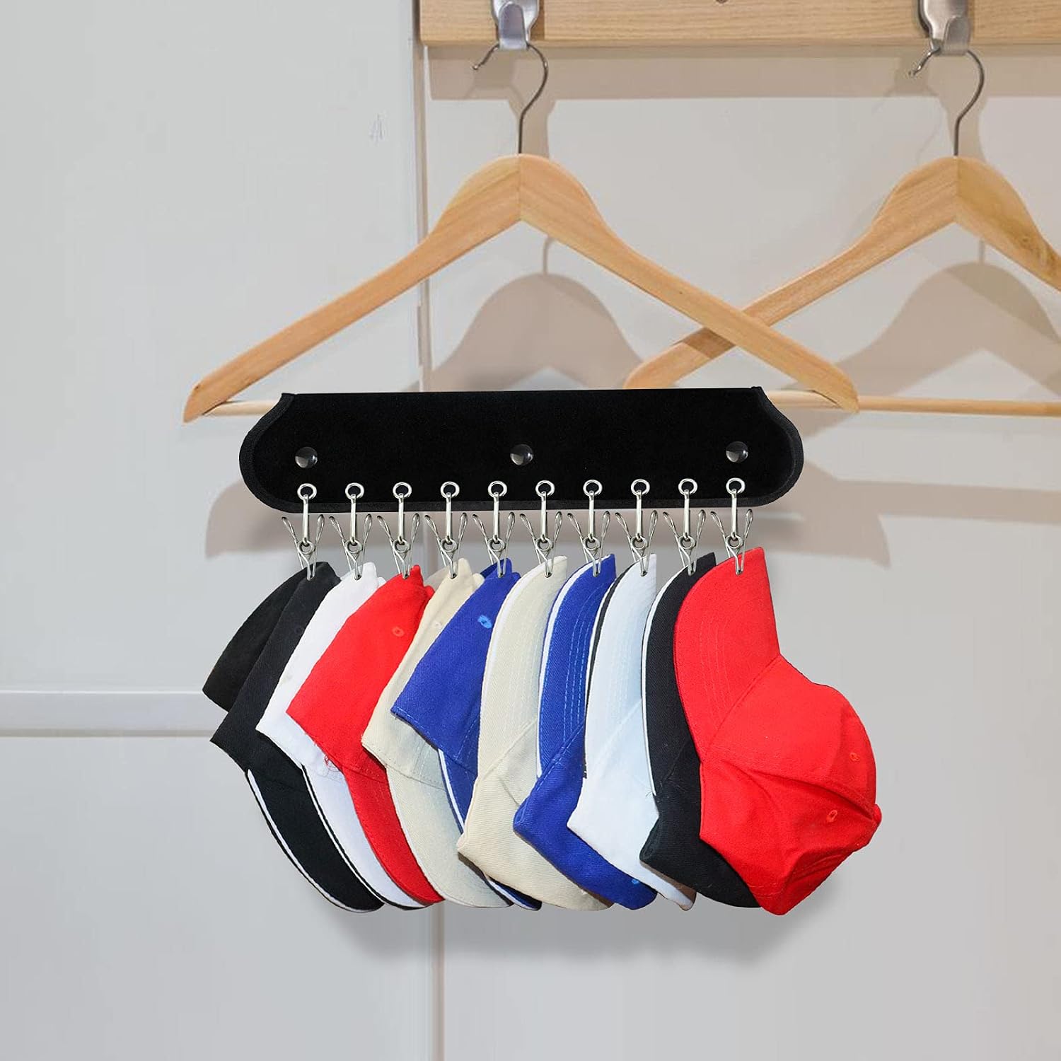 XccMe Hat Rack for Baseball Caps,Hat Organizer for Closet,2Pack Cap Organizer with 20 Clips for Hang Ball Caps for Men, Boy Women Gift,Keep Your Hats Tidy Clean