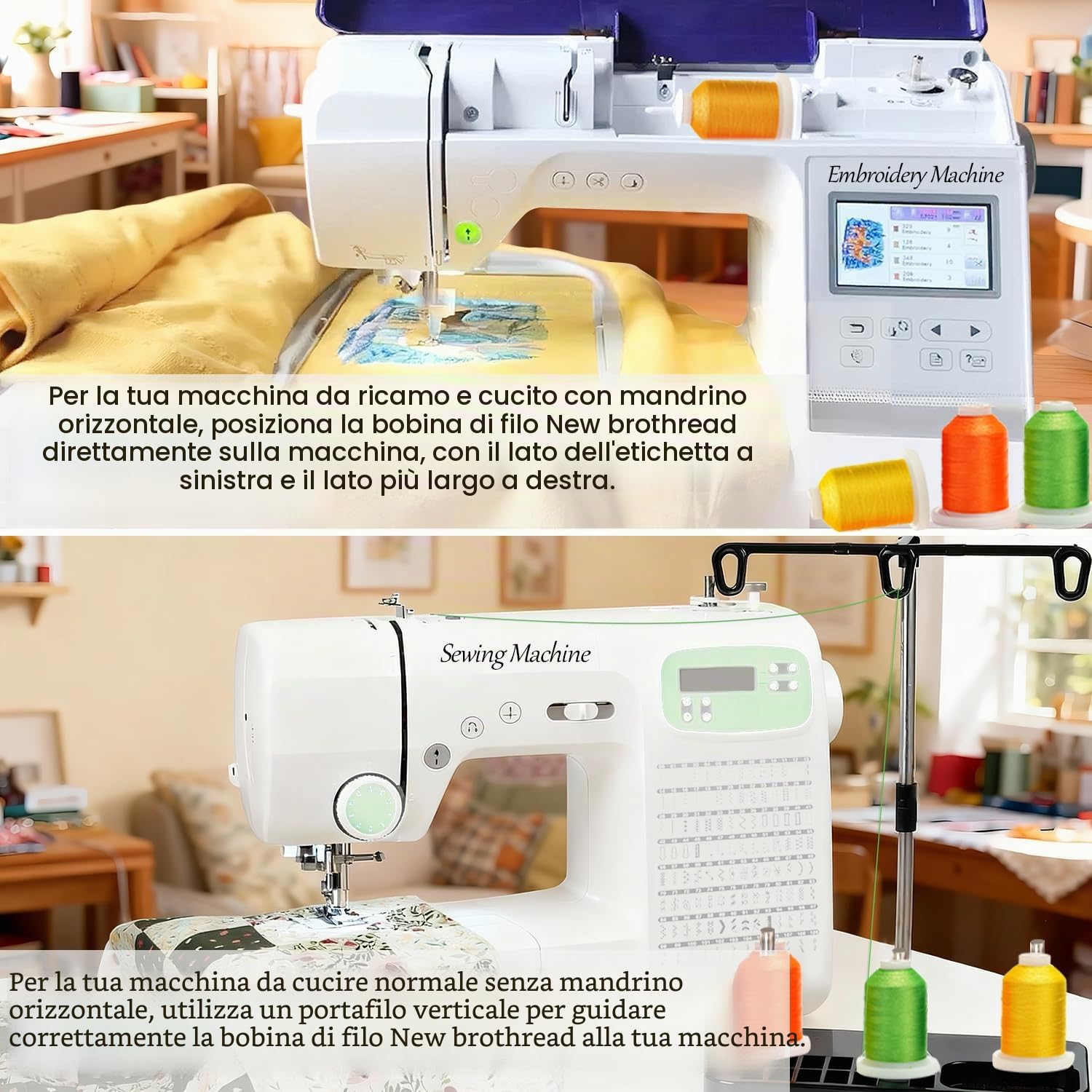 New brothread 80 Bobine Poliestere Filo di Ricamo Macchina 1000M per bobina - Nuovi Colori Simile a Janome e RA Colori