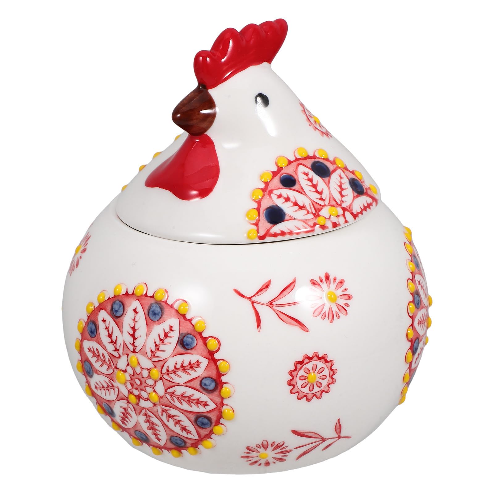 PATKAW Tarro de Cerámica con Forma de Gallina para Especias, con Tapa, Diseño Decorativo 3d con Flores, Resistente y Hermético para Cafés y Restaurantes en Pascua