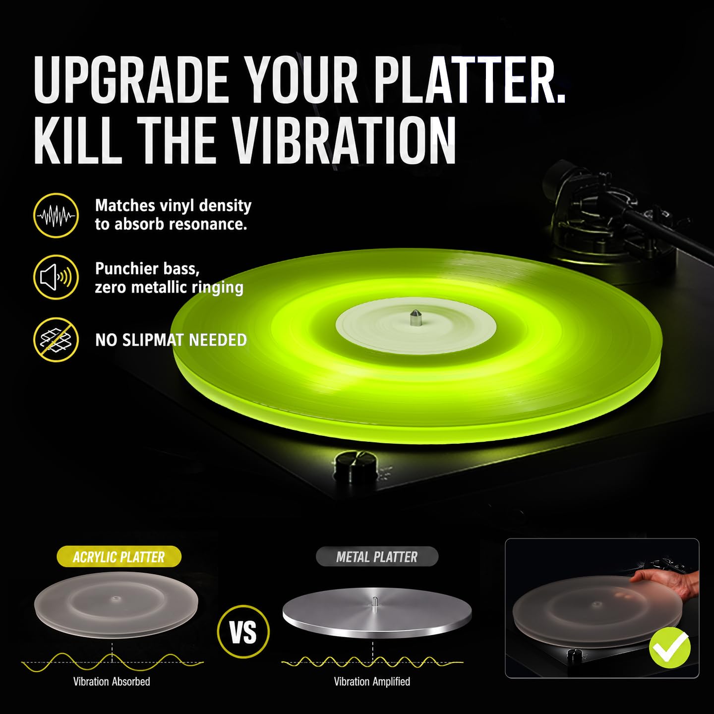 Plataforma acrílica LED RGB para Audio-Technica AT-LP5X, alfombrilla giratoria esmerilada de ajuste preciso con tira de luz multimodo, accesorios LP5X Mod