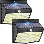 Solar Lights Outdoor, [ 2 Pack/138LED ] Solar Motion Sensor Light Outdoor with 3 Lighting Modes Wireless Waterproof Solar Wall Lights Solar Security Lights for Fence Yard Garden Deck Garage
