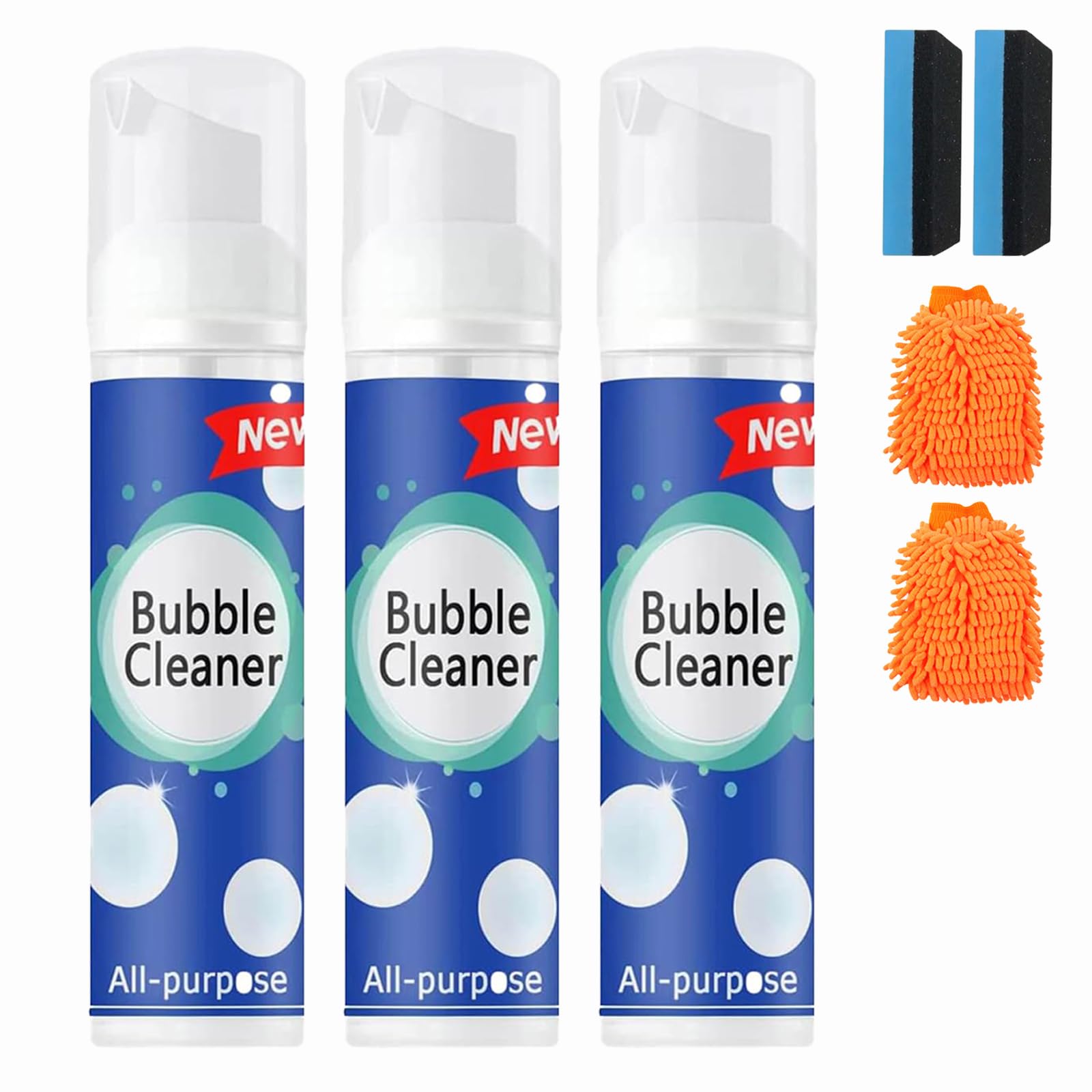 Lazzda Bubble Cleaner,Bubble Cleaner Foam Spray, Bubble Cleaner, All-Purpose Rinse-Free Cleaning Spray, Heavy Duty Stubborn Grease & Grime Remover Spray, Rinse Free Cleaning Spray (100ml*3)