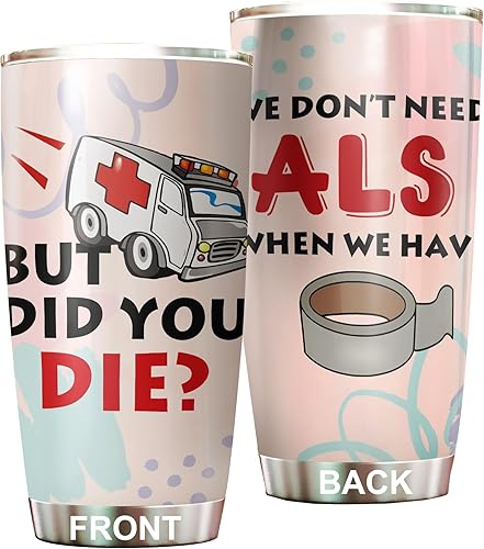 Vaso paramédico de acero inoxidable de 20 onzas con tapa, divertido regalo EMS para cumpleaños, Navidad, regalos de semana EMS para paramédicos EMT,
