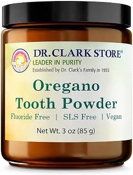 Dr. Clark Oregano Tooth Powder 3oz, Natural Oral Health & Tooth Whitening Formula