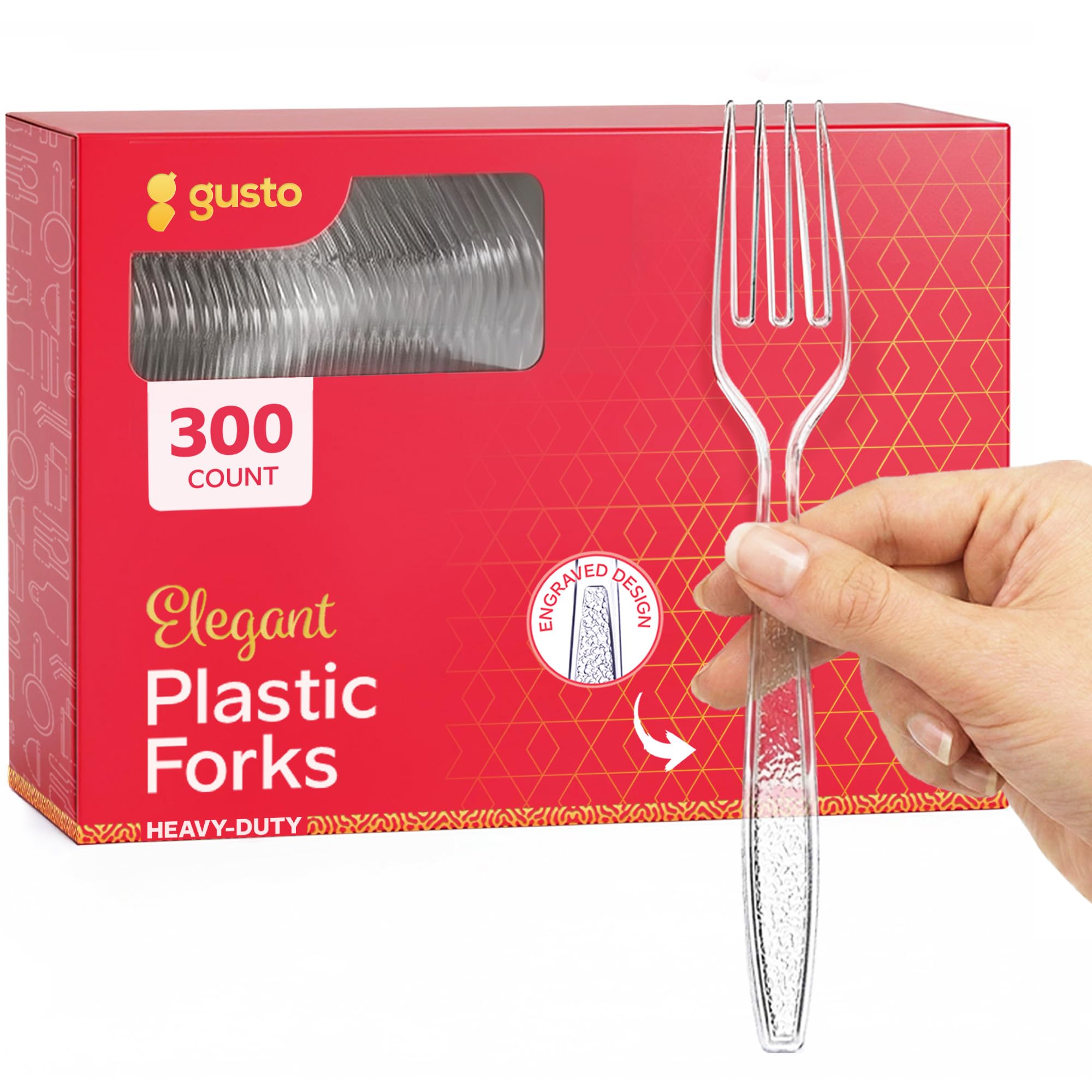 Amazon.com: GUSTO [300 Pack] Heavyweight Clear Plastic Forks with