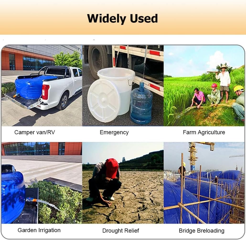 Foldable Water Storage Bladder Containers, 20-1070 Gal Portable Emergency Water Tank Water Bag for RVs Fire Prevention Irrigation(1.4x0.9x0.63m/800L/211gal)