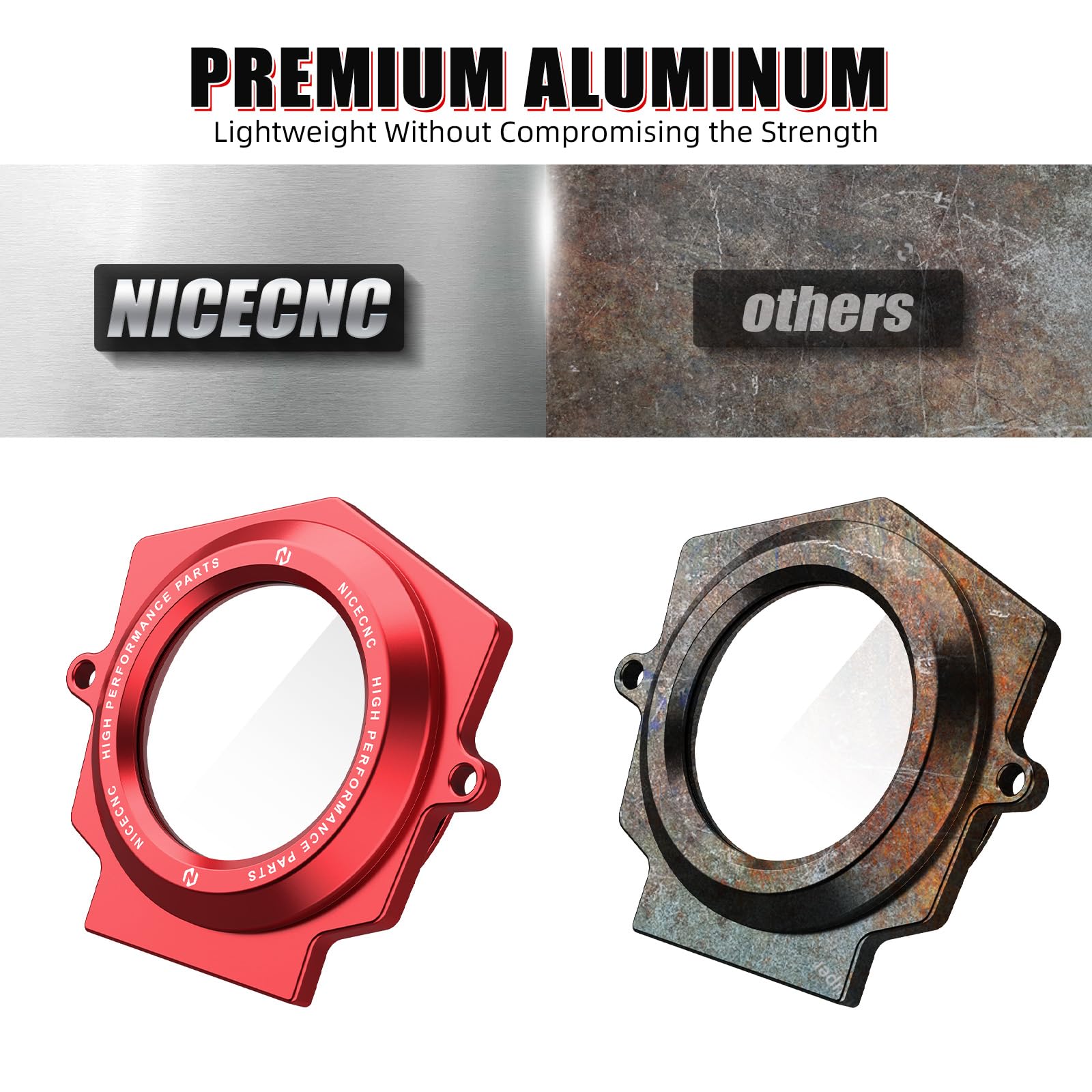 NICECNC Couvercle d'arbre à Came Transparent en Alliage d'aluminium Rouge Compatible with Yamaha Raptor YFM 700 2006-2024, Raptor 700 R 2009-2024, Raptor 700 SE 2009-2024