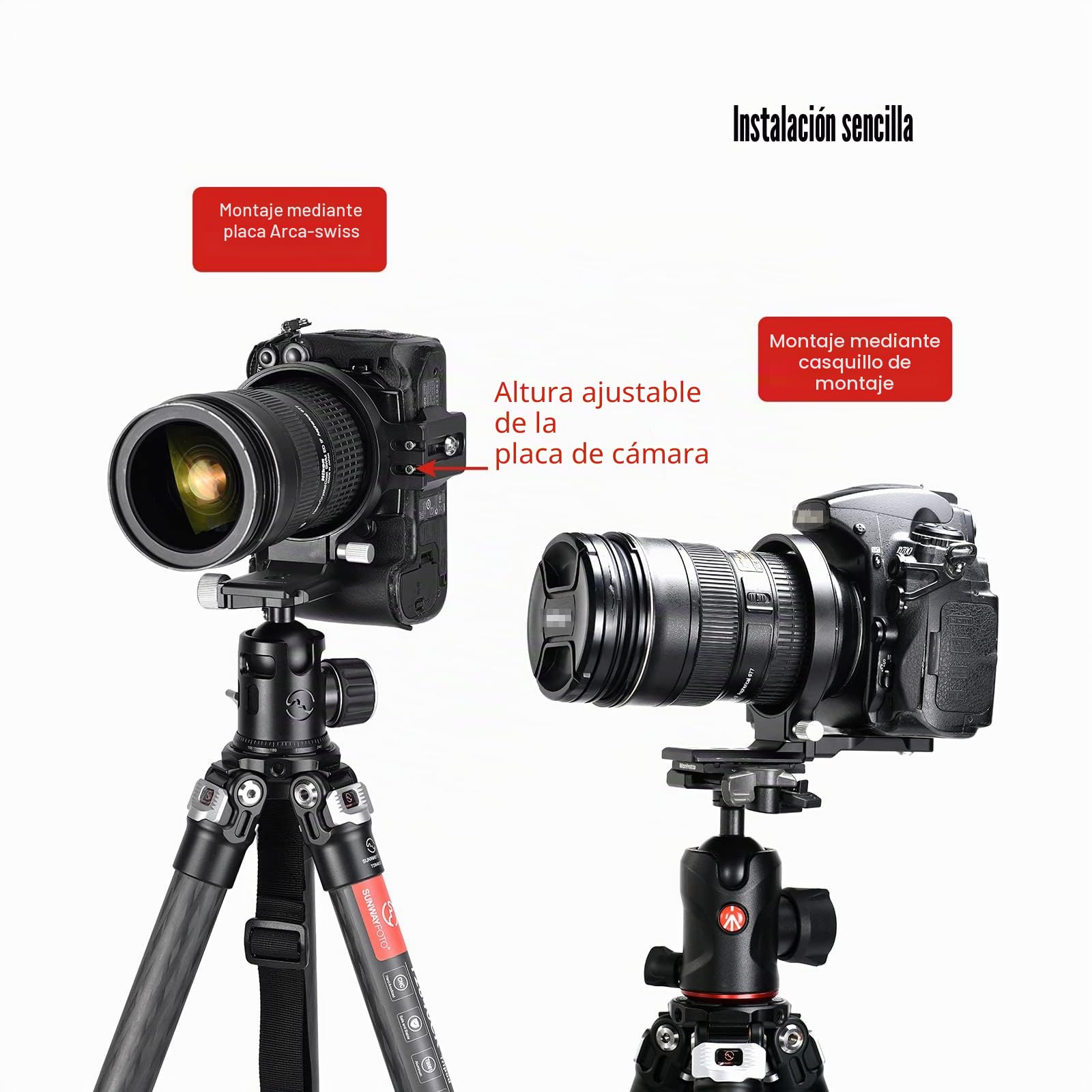 SUNWAYFOTO LS-75 - Manguito giratorio universal de 75 mm para cámaras DLSR, soporte de trípode, anillo de soporte para objetivo, manguito Arca Swiss Plate Mount DSLR Conmutación horizontal vertical
