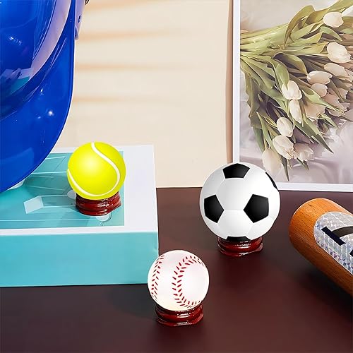 Miniatura 6 de Taiyin 15 soportes de cristal para piedras, soportes de esfera de madera, soporte de exhibición de esferas de cristal, bolas decorativas, soportes