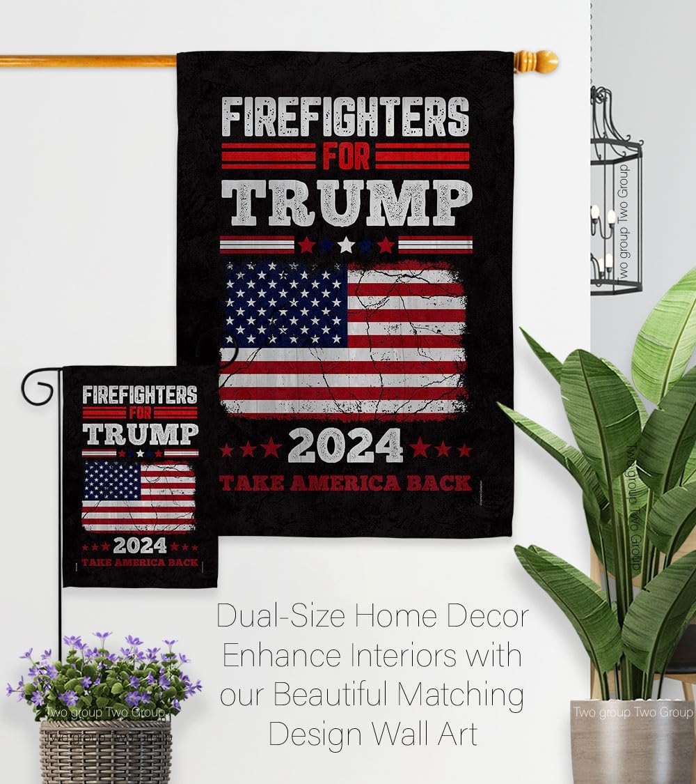 Firefighters for Trump 2024 Flag Mailbox Mount Kit Wall Hanging Front Porch Decor Rally Shooting MAGA Vance 2024 Political Poster Garden Outdoor Patriotic Patio Decoration Republican Gift Made in USA