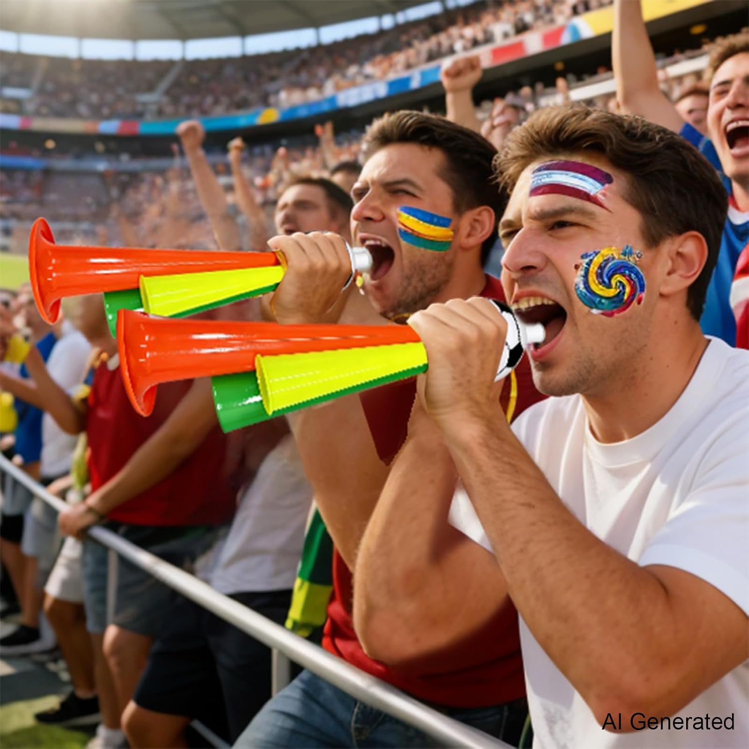 Vuvuzela Soccer Fan Horn with Lanyard - Loud Plastic Stadium Noisemaker for Sports Games, Tailgate Parties & Cheering image 2