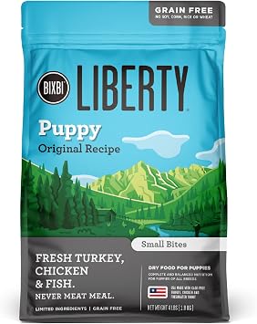 BIXBI Liberty Grain-Free Dry Dog Food, Original Recipe Puppy Fresh Meat, High Protein, No Meat Meals USA Made, 4 lbs