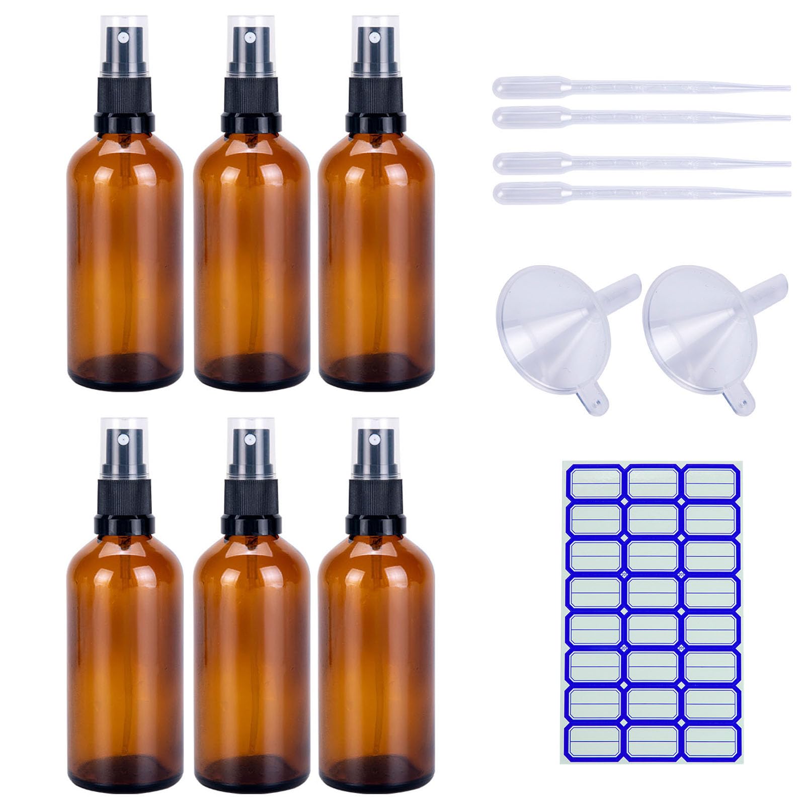 Flaconi spray vetro 50 ml, bottiglie marrone riempibili, nebulizzatore vuoto