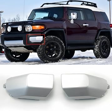 Front Bumper End Pad Compatible with Toyota FJ 2007-2014Front Corner Bumper End Cap Replace for 52422-35030, 52423-35020 Pair LH & RH Silver, Rear Bumper End Caps