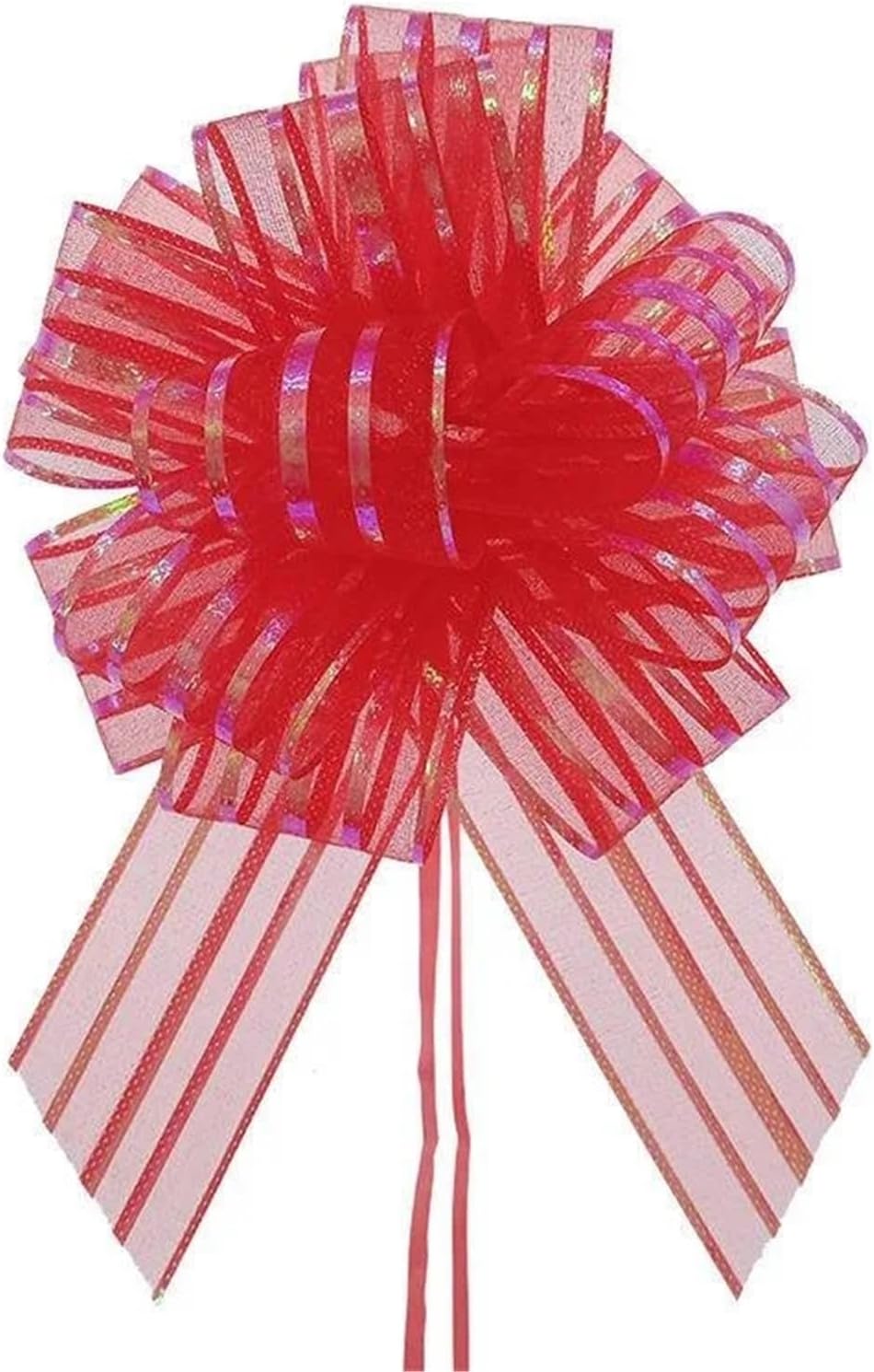 20PCS Large Ribbon Pull Bow Organza Ribbons Gift Wrapping Wedding Baskets Christmas Decoration for Presents,Wine Bottles(Red)