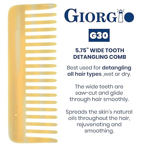 Miniatura 59 de Giorgio G49 - Peine desenredante grande de 5.75 pulgadas, dientes anchos para cabello grueso y rizado, peine desenredante de pelo largo para húmedo