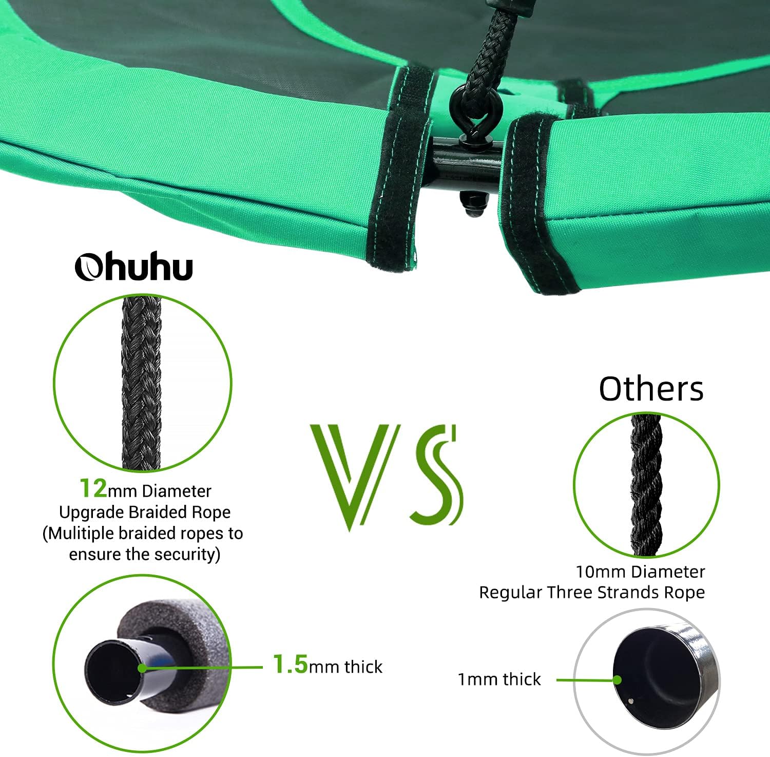 Authеntіс Crаzу Dеаlѕ Ohuhu 40 Saucer Tree Swing for Kids Adults, Outdoor Flying Saucer Rope Swing Platform Swing with Hanging Straps, 660lb Weight Capacity, Oxford Fabric Waterproof Swings for Trees and Swingset - Green Bеѕt Rеvіеw Ohuhu 40 Saucer Tree Swing for Kids Adults, Outdoor Flying Saucer Rope Swing Platform Swing with Hanging Straps, 660lb Weight Capacity, Oxford Fabric Waterproof Swings for Trees and Swingset - Green