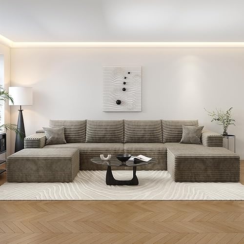 Miniatura 33 de Sofá seccional modular Cloud de 107.5 pulgadas con diván en forma de L, sofá modular moderno con asiento profundo, sofás tapizados para sala de