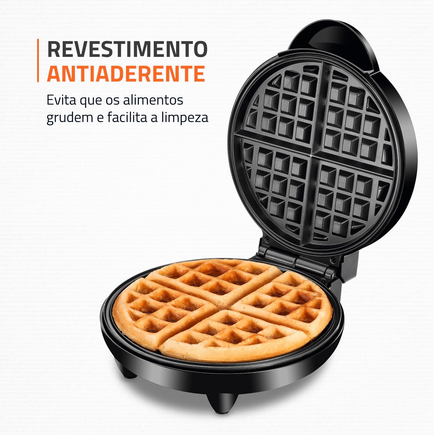 Waffle Maker, Mondial, Preto/Inox, 1200W, 220V - GW-01
