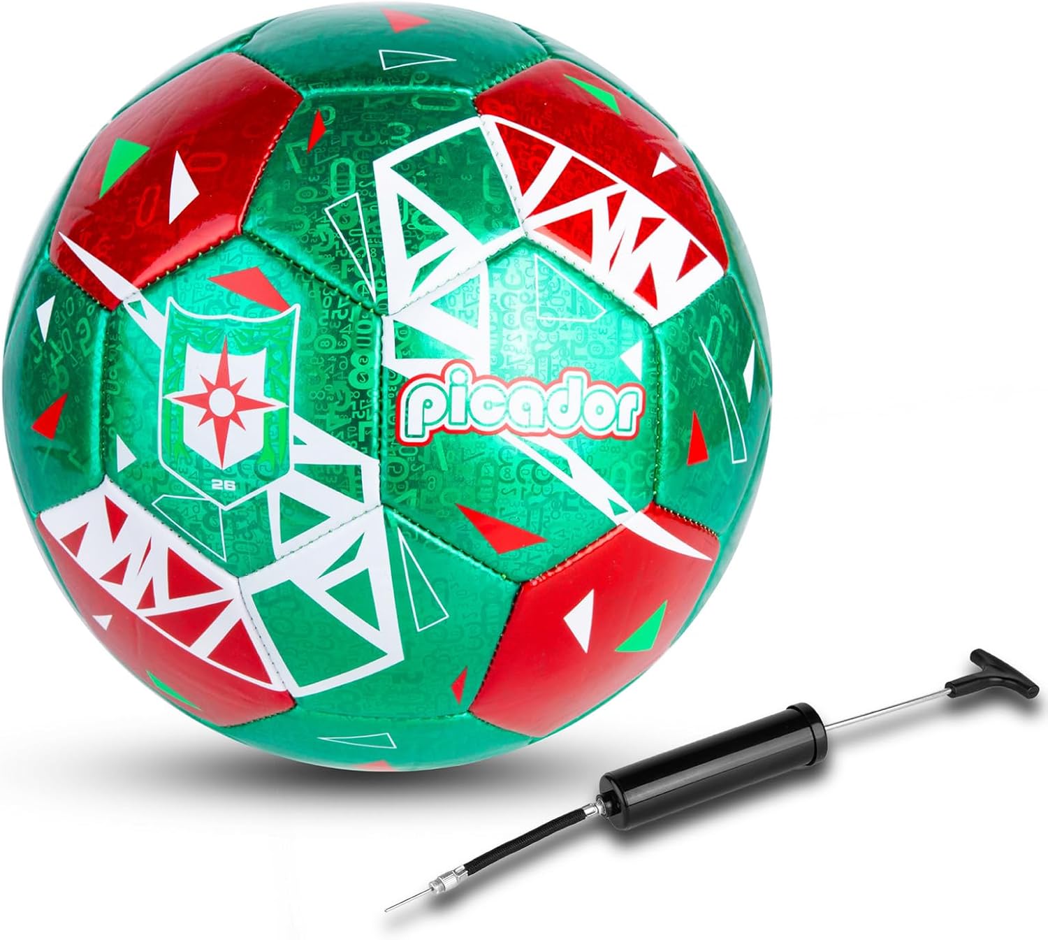 Picador Size 4 Soccer Balls, Laser Leather Soccer Ball for Sport Training & Match Play - Vibrant Soccer Balls Gift Set with Pump for Kids and Youth