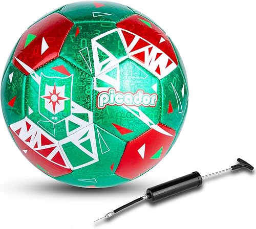 PP PICADOR Balones de fútbol tamaño 4, pelota de fútbol de cuero láser para entrenamiento deportivo y juego de partidos, juego de bolas de fútbol