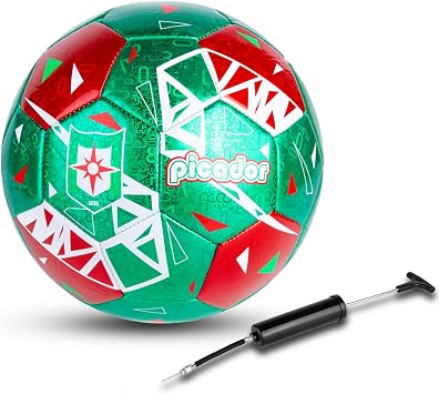 Picador Size 4 Soccer Balls, Laser Leather Soccer Ball for Sport Training & Match Play - Vibrant Soccer Balls Gift Set with Pump for Kids and Youth