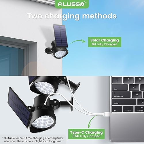 Miniatura 7 de Solar Spot Lights Outdoor with 3 Lighting Modes, Solar Led Landscape Lights with Solar & USB Charging, Flood Lights Outdoor Patio Decor Lights IP65