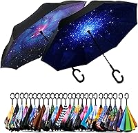 Vista 208 de SIEPASA Paraguas invertido invertido de 49/56 pulgadas, doble toldo extra grande, ventilado, resistente al viento, impermeable, paraguas de golf