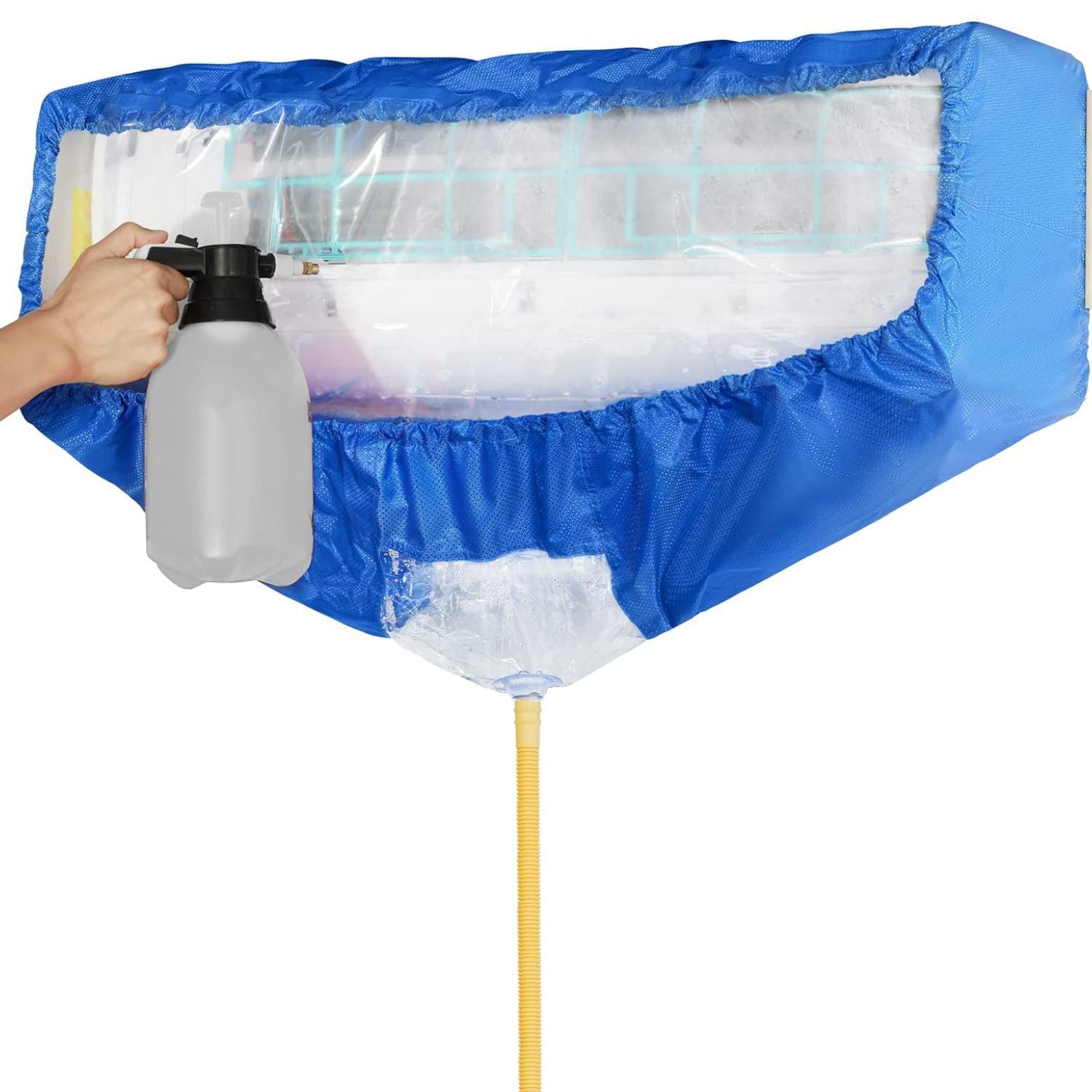 Split-Klimaanlagen Reinigungs-Set mit Wasserablaufschlauch, Wandmontage Klimagerät Schutzhaube, Auffangbeutel für Wartung & Reinigung, wasserdichte Staubschutzhülle